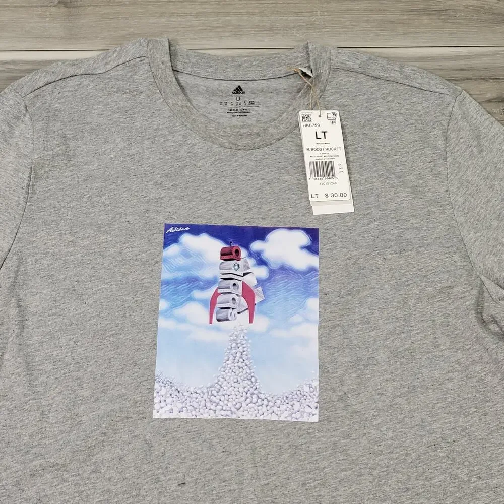 Adidas T-Shirt Men's LT Gray Boost Rocket Short Sleeve New